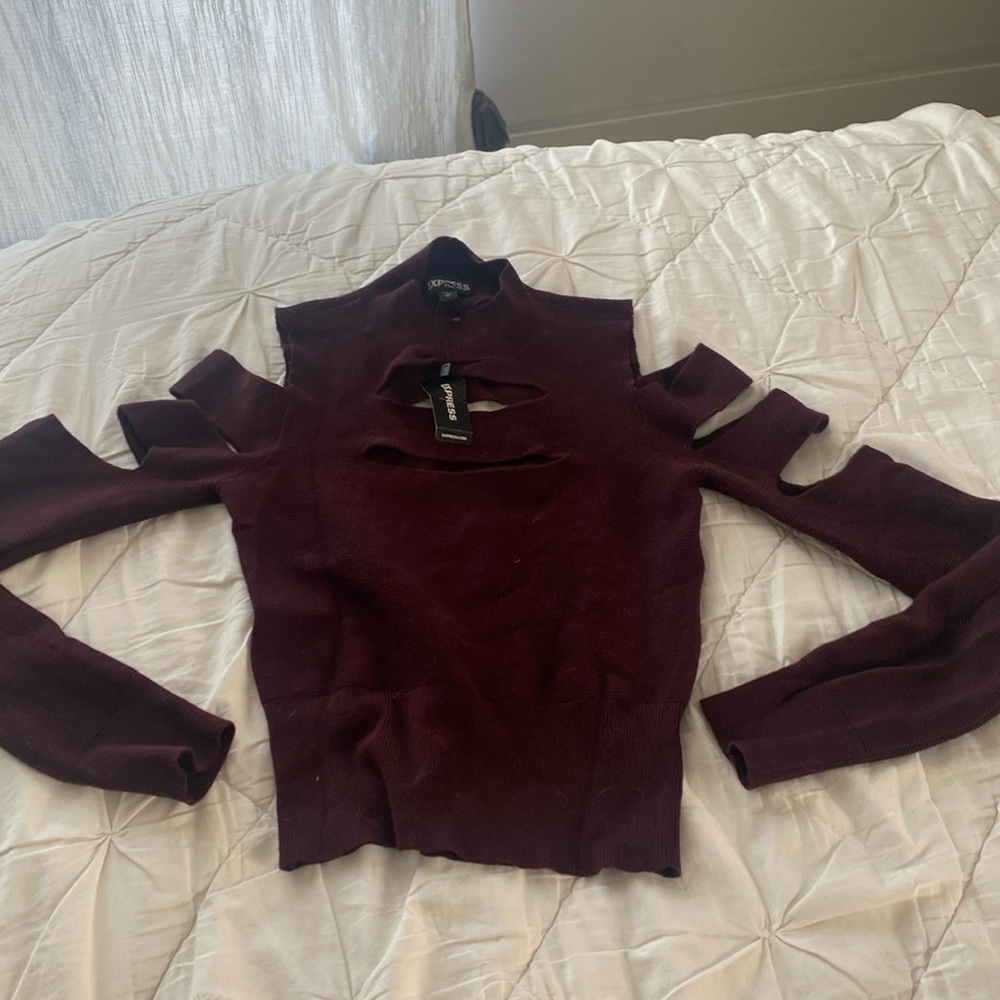 Express woman’s cut up sweater